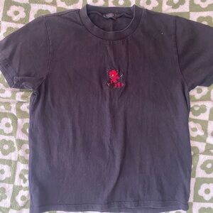 Brandy Melville Black Tee with Red Graphic